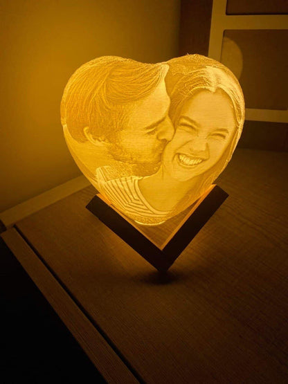 LÁMPARA CORAZÓN 3D PERSONALIZADA EN 2 COLORES BATERÍA