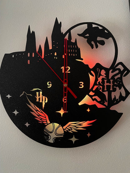 Reloj temático pared harry poter luz roja