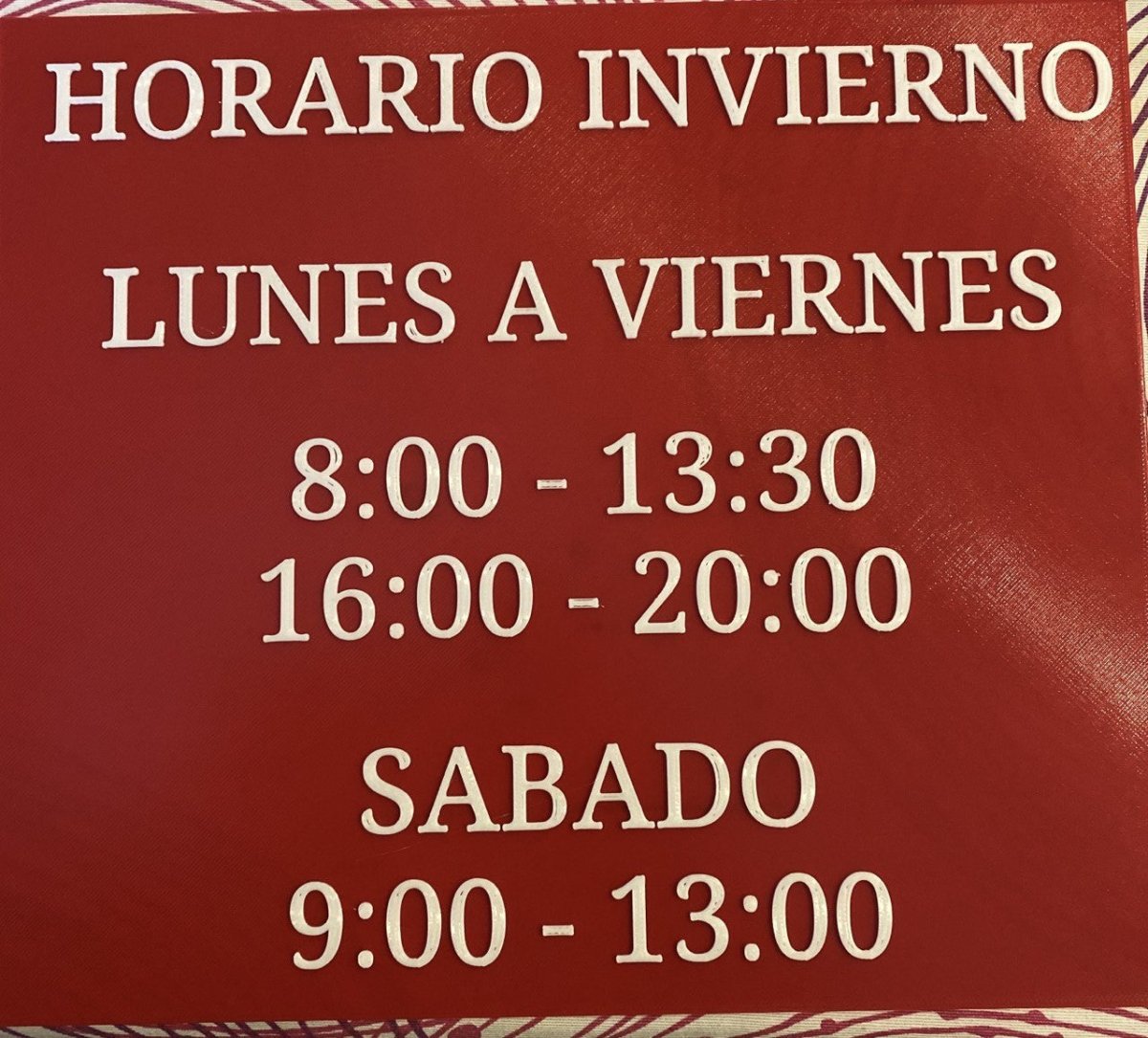 CARTEL HORARIO PERSONALIZADO EMPRESA - Impresión y Regalos 3D