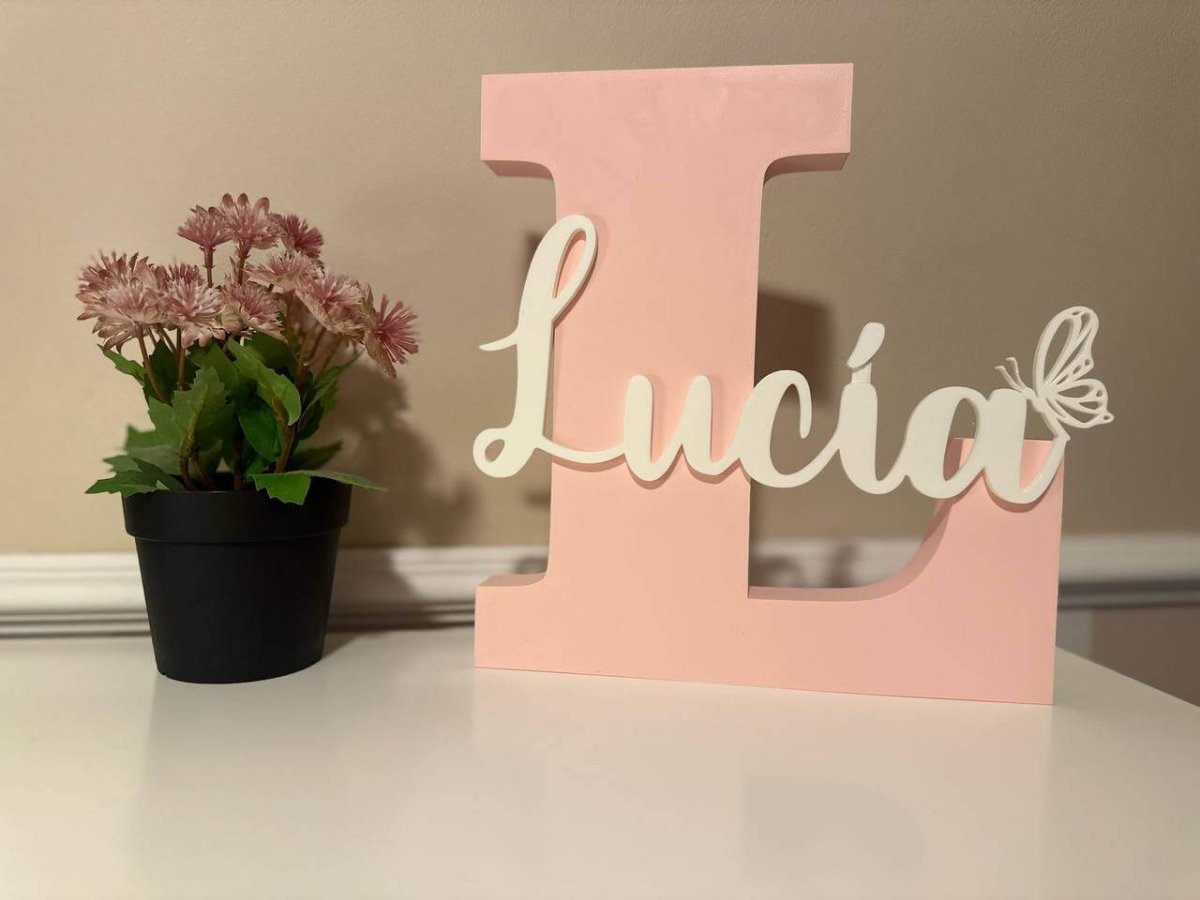 Letrero Inicial + Nombre Personalizado 3D | 24cm Decoración - Impresión y Regalos 3D