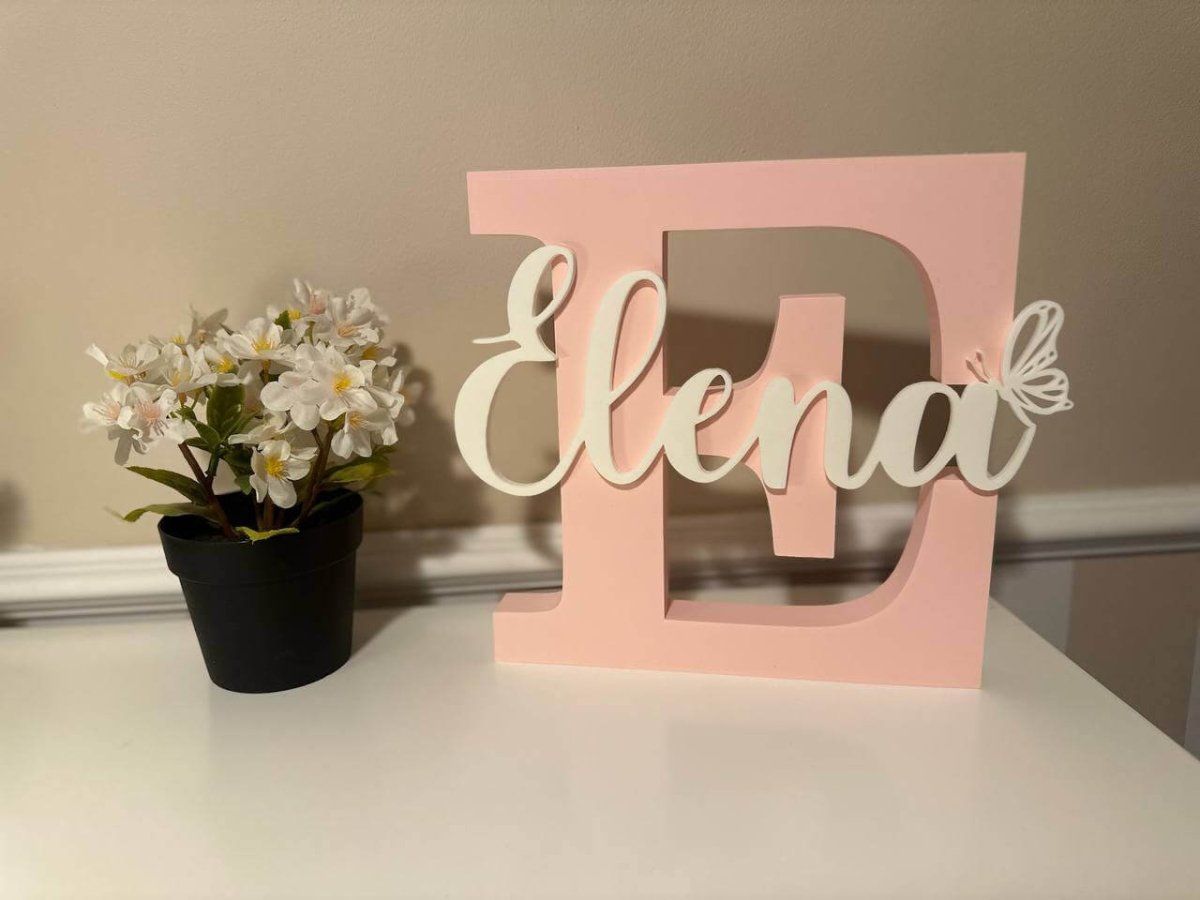 Letrero Inicial + Nombre Personalizado 3D | 24cm Decoración - Impresión y Regalos 3D